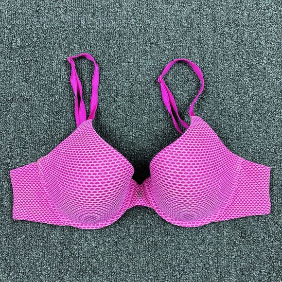 Victorias Secret Bra Uplift Semi Demi Purple Honeycomb Pattern Textured Size 36B - Picture 1 of 5